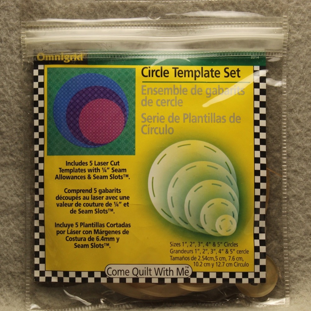Omnigrid Circle Template Set Clear 5 Piece 1-5 Inch Laser Cut Quilt Tool 2214